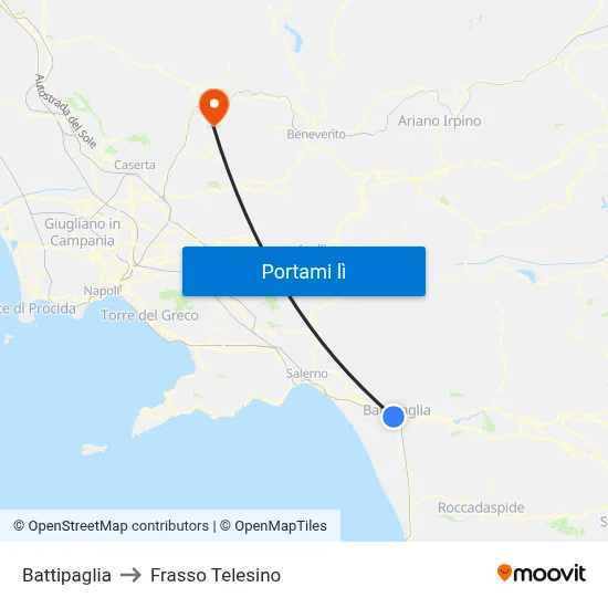 Battipaglia to Frasso Telesino map