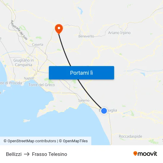 Bellizzi to Frasso Telesino map
