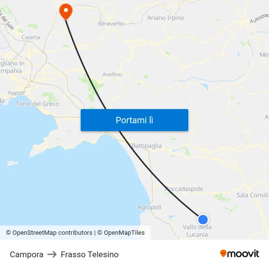 Campora to Frasso Telesino map