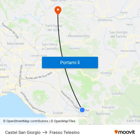 Castel San Giorgio to Frasso Telesino map