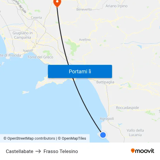 Castellabate to Frasso Telesino map