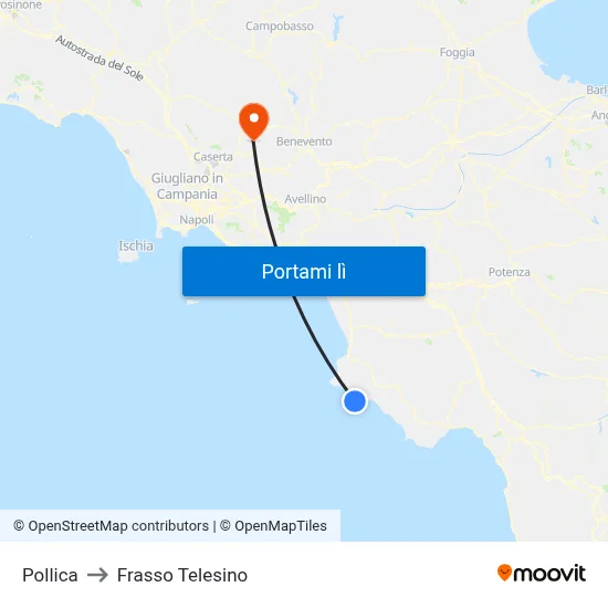Pollica to Frasso Telesino map