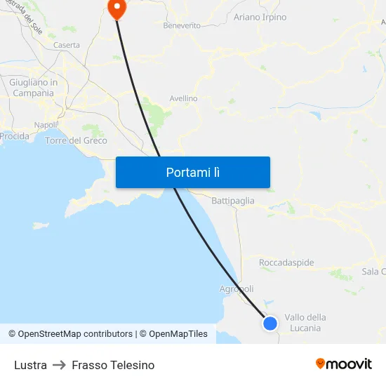 Lustra to Frasso Telesino map