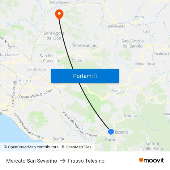 Mercato San Severino to Frasso Telesino map