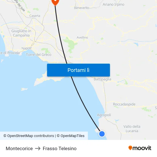 Montecorice to Frasso Telesino map