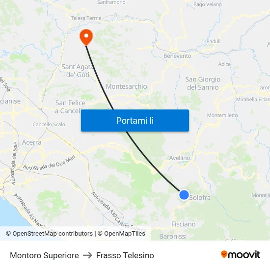 Montoro Superiore to Frasso Telesino map