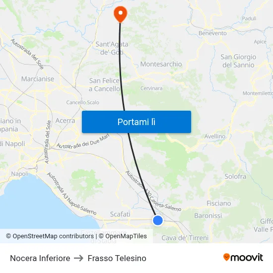 Nocera Inferiore to Frasso Telesino map