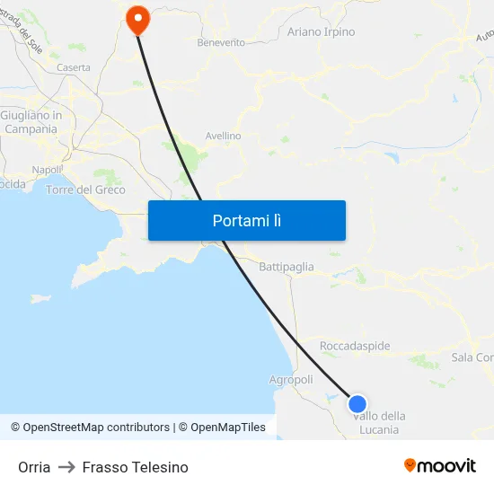Orria to Frasso Telesino map