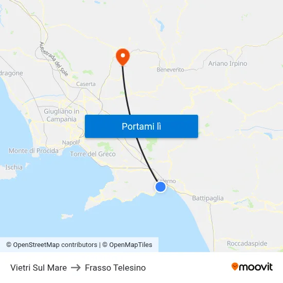 Vietri Sul Mare to Frasso Telesino map