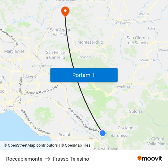 Roccapiemonte to Frasso Telesino map