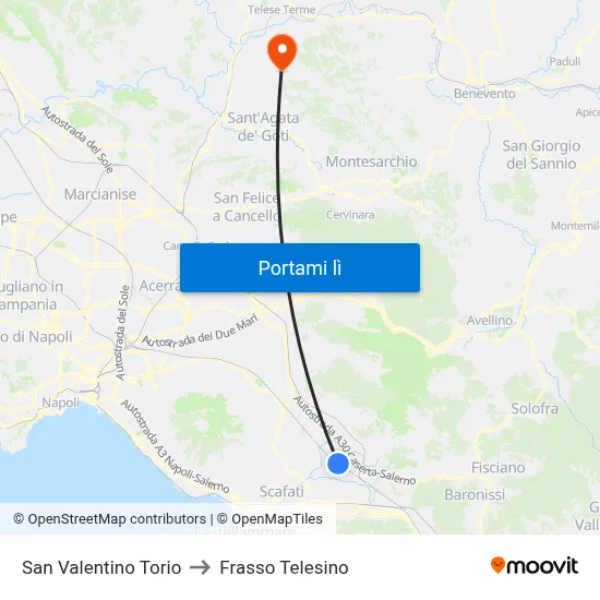San Valentino Torio to Frasso Telesino map