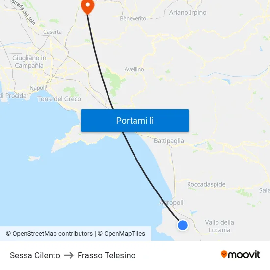 Sessa Cilento to Frasso Telesino map