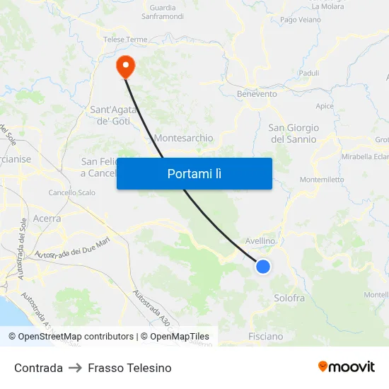 Contrada to Frasso Telesino map