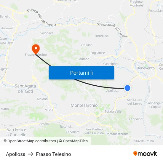 Apollosa to Frasso Telesino map