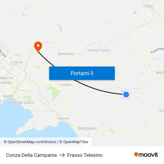 Conza Della Campania to Frasso Telesino map