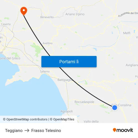 Teggiano to Frasso Telesino map
