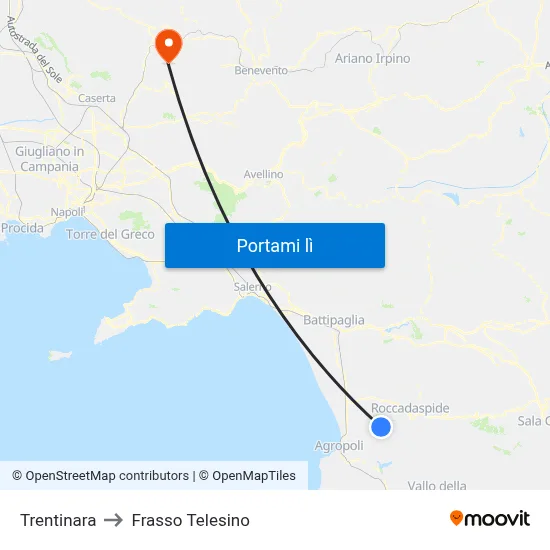 Trentinara to Frasso Telesino map