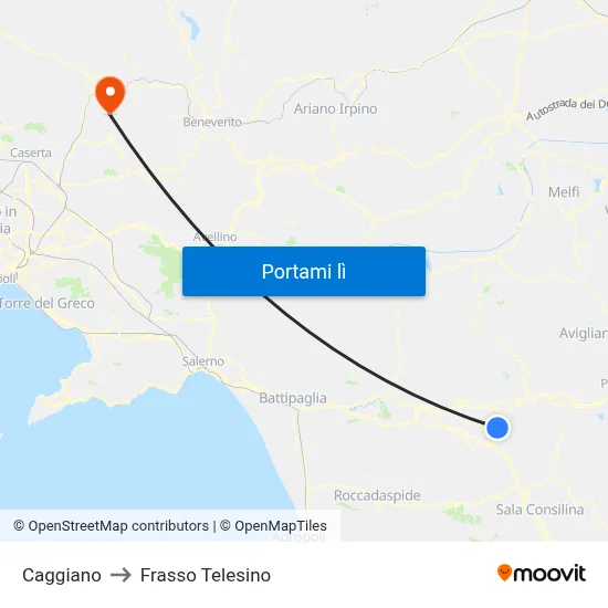 Caggiano to Frasso Telesino map