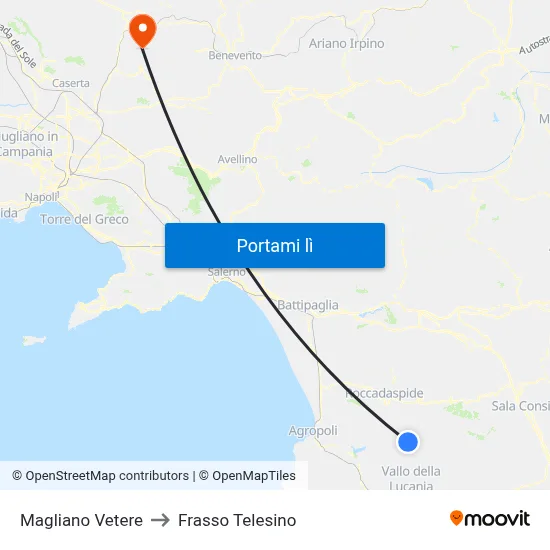 Magliano Vetere to Frasso Telesino map
