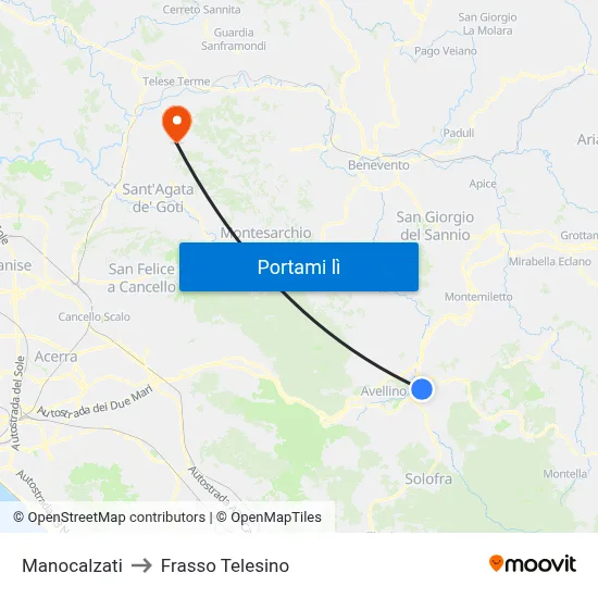 Manocalzati to Frasso Telesino map