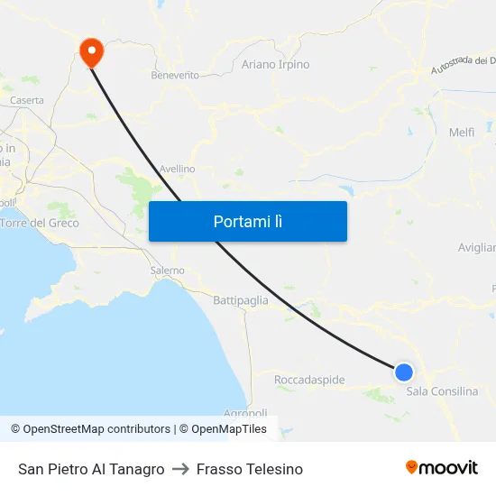 San Pietro Al Tanagro to Frasso Telesino map