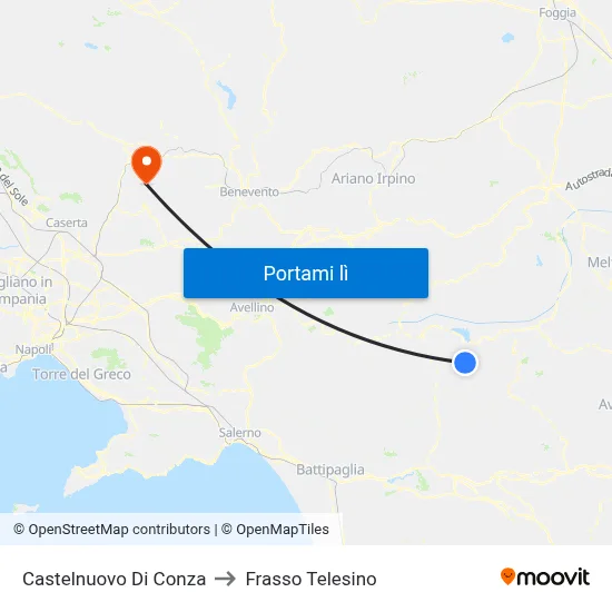 Castelnuovo Di Conza to Frasso Telesino map