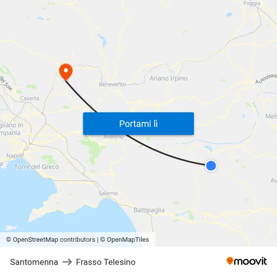 Santomenna to Frasso Telesino map