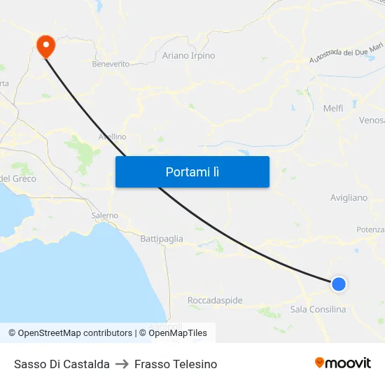 Sasso Di Castalda to Frasso Telesino map