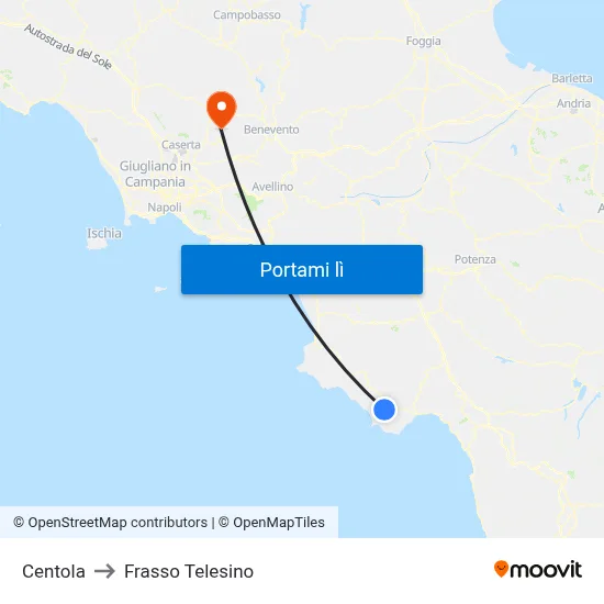 Centola to Frasso Telesino map