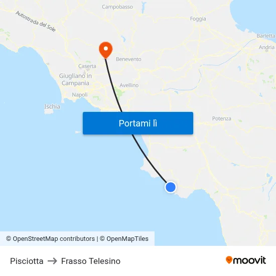 Pisciotta to Frasso Telesino map