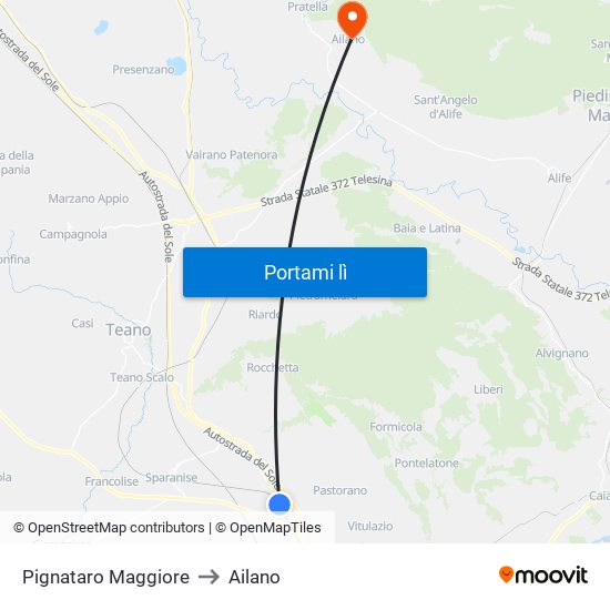 Pignataro Maggiore to Ailano map