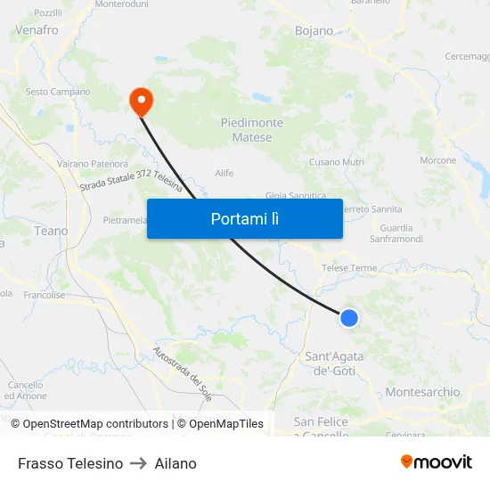 Frasso Telesino to Ailano map