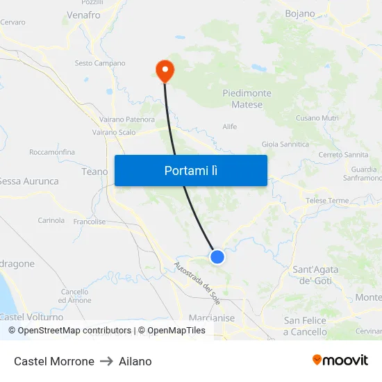 Castel Morrone to Ailano map