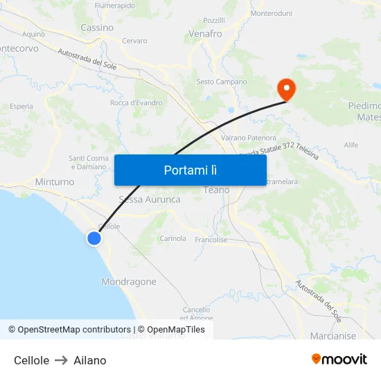 Cellole to Ailano map