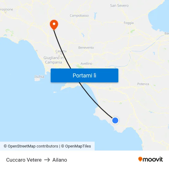 Cuccaro Vetere to Ailano map
