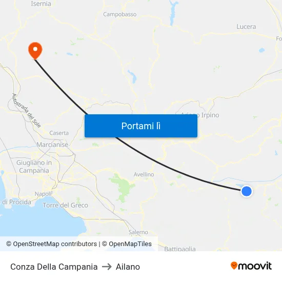 Conza Della Campania to Ailano map