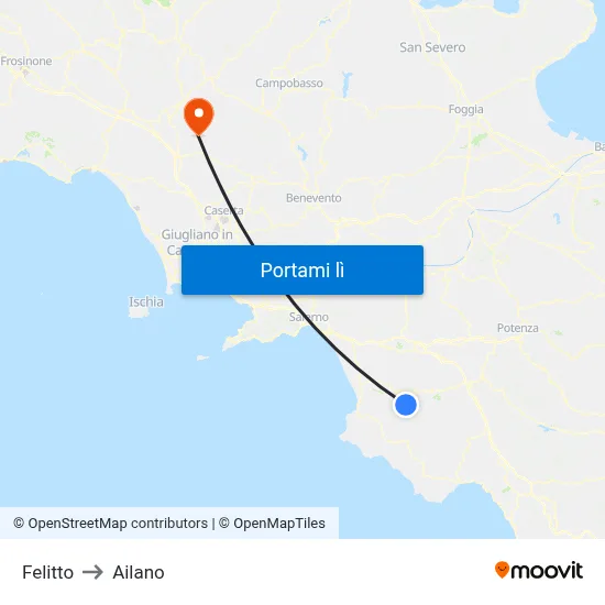 Felitto to Ailano map