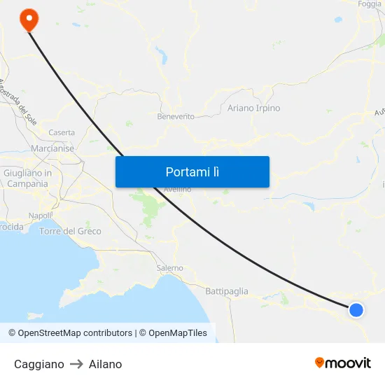 Caggiano to Ailano map