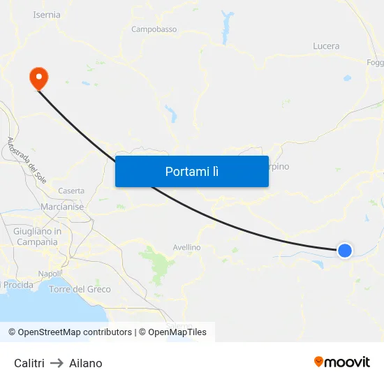 Calitri to Ailano map
