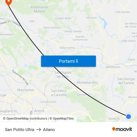 San Potito Ultra to Ailano map