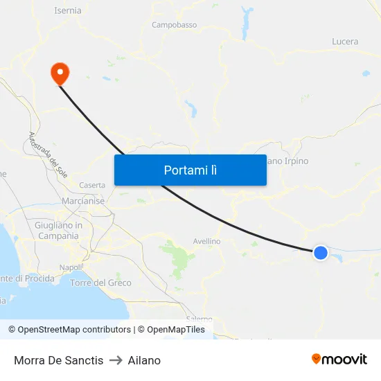 Morra De Sanctis to Ailano map