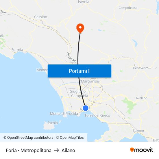 Foria - Metropolitana to Ailano map