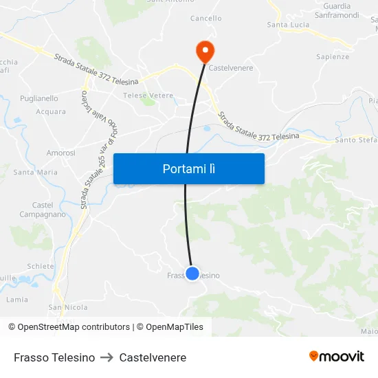 Frasso Telesino to Castelvenere map