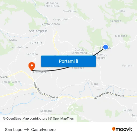 San Lupo to Castelvenere map