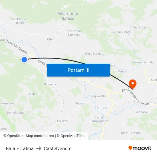 Baia E Latina to Castelvenere map