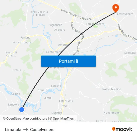 Limatola to Castelvenere map