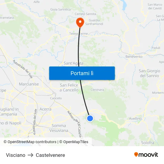 Visciano to Castelvenere map
