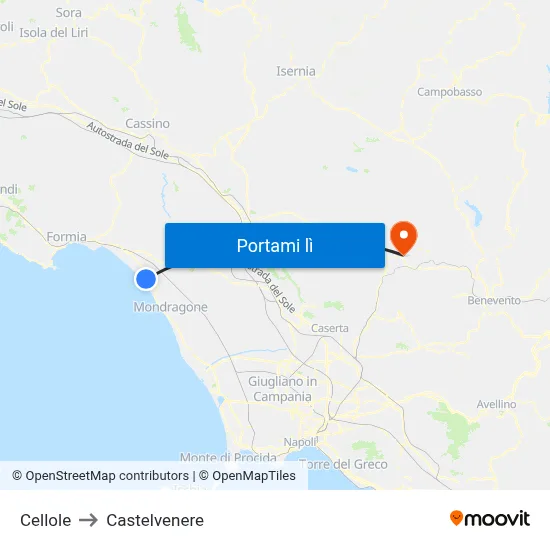 Cellole to Castelvenere map