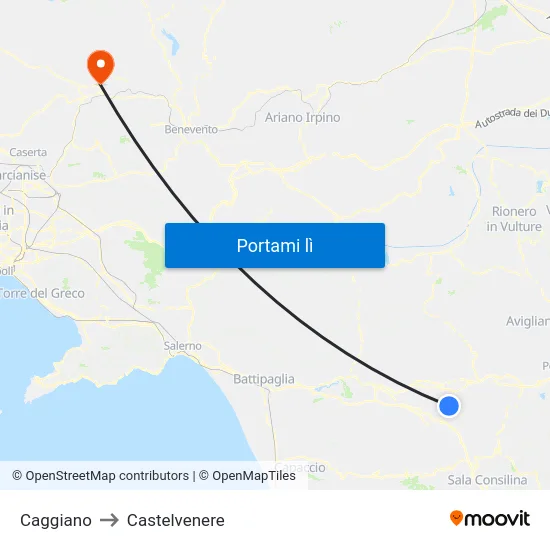 Caggiano to Castelvenere map