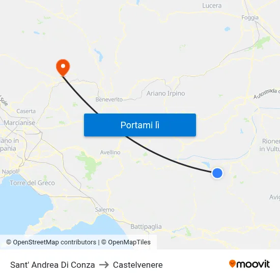 Sant' Andrea Di Conza to Castelvenere map